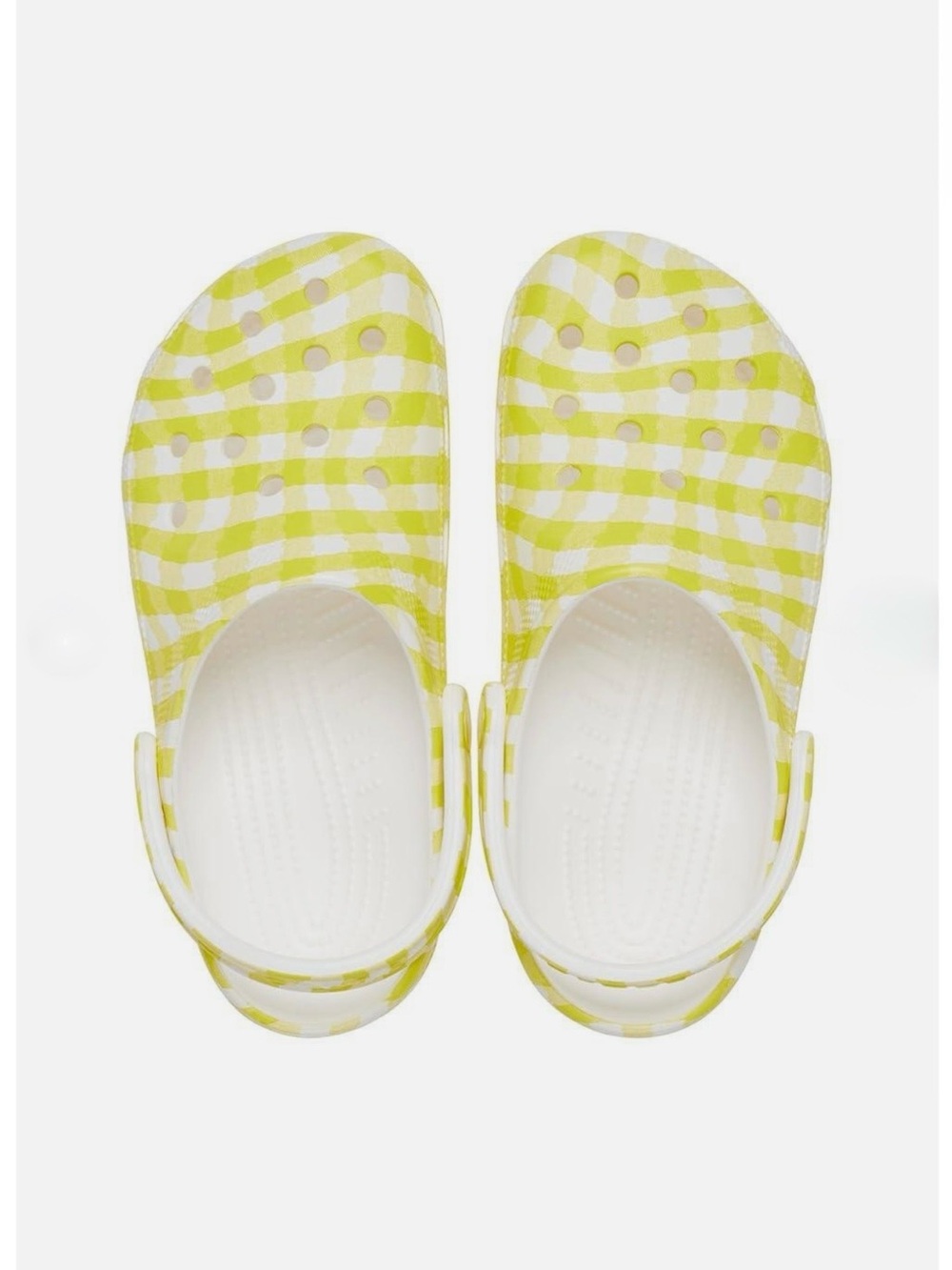CROCS Gingham-Print Clog Sandals in Yellow and White, NWOB